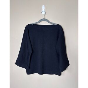 St. John Sport Black Wool Knit Boatneck Sweater Size Small